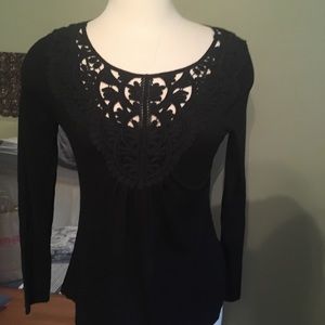 Anthropology Meadow Rue black lace top